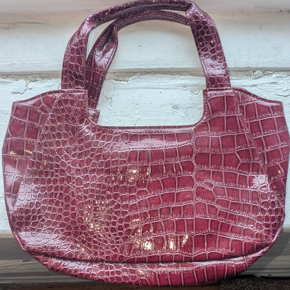 Wine Faux Snakeskin Purse